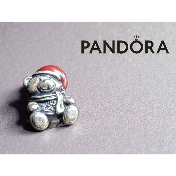 Pandora Christmas Bear Charm 791391ENMX Sterling Silver Enamel Holiday Bead NWOT - Picture 3 of 3